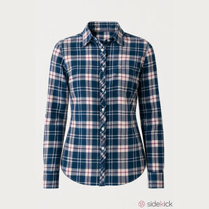 Aeropostale plaid button down shirt blue red long sleeves ruched Small Petite